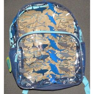 Navy Clear Shark Print Kids Backpack